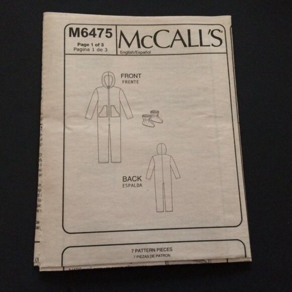 Easy Unisex Adult Jumpsuit Detachable Botties McCalls 6475 Pattern Uncut XS-L - Picture 7 of 10